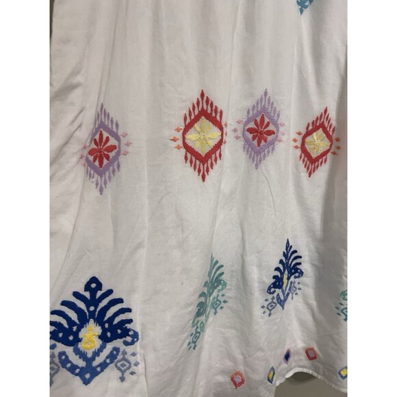 TOMMY BAHAMA Watercolor Tasseled Embroidered Ikat Split Neck Tunic Cover-up L - Picture 5 of 9